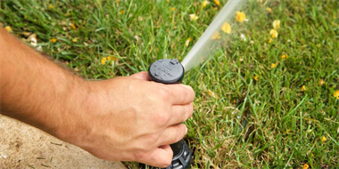 Hand Holding Onto The Sprinkler