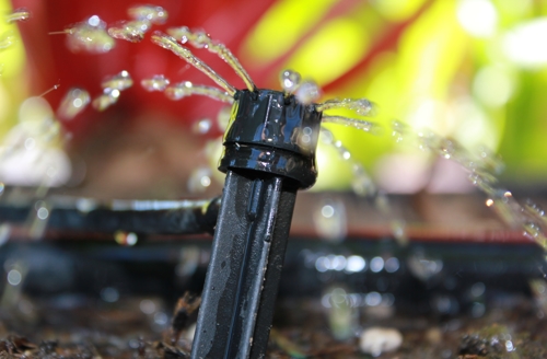 drip emitter with flowing water