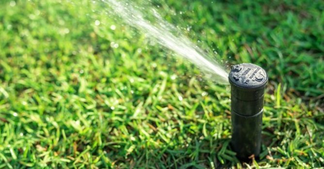 irrigation system watering lawn