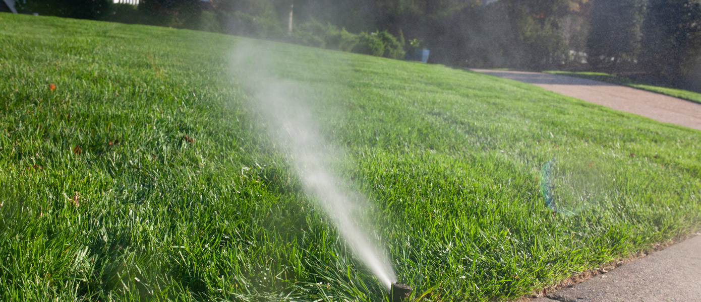 sprinkler system watering grass