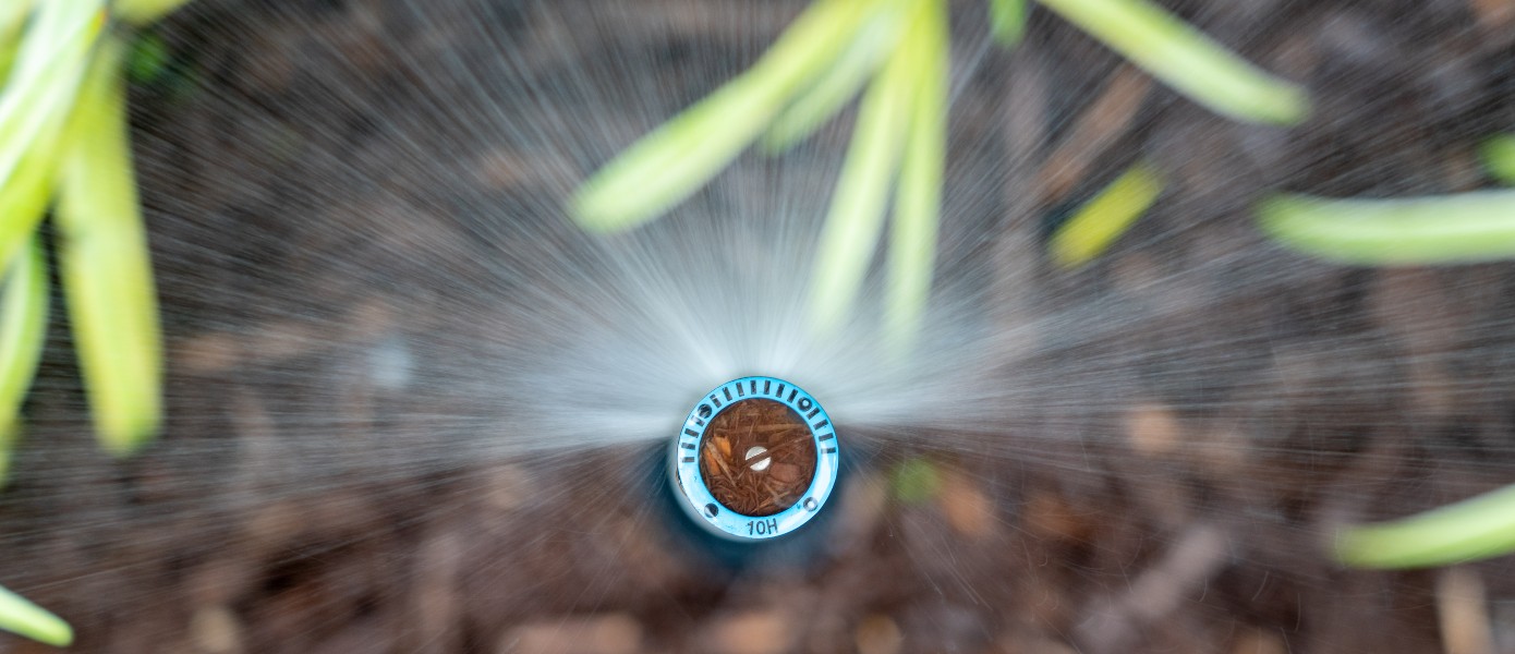 close up of water sprinkler spraying